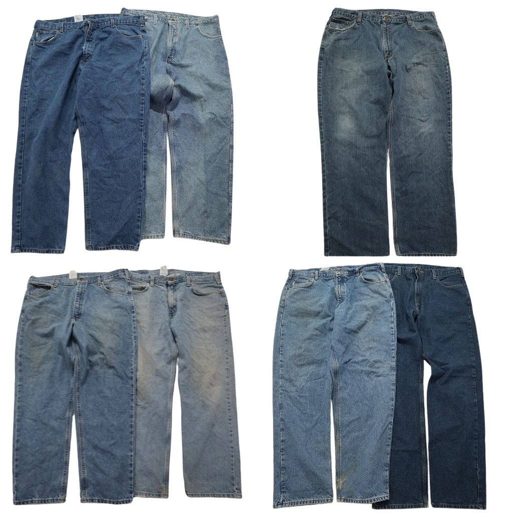 古着卸 カーハート Carhartt パンツ 7枚セット メンズ 40 |42 ライトブルー インディゴブルー 革パッチ 古着 MZ8624