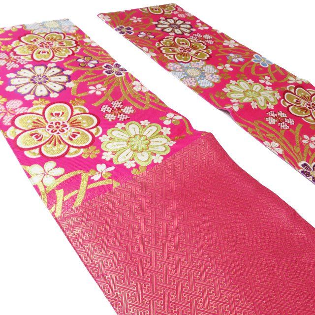 袋帯 美しい桜の花模様 金色 振袖 O-2908 袋帯 桜吹雪 唐織 美しい桜柄 波模様 金糸 O-4555