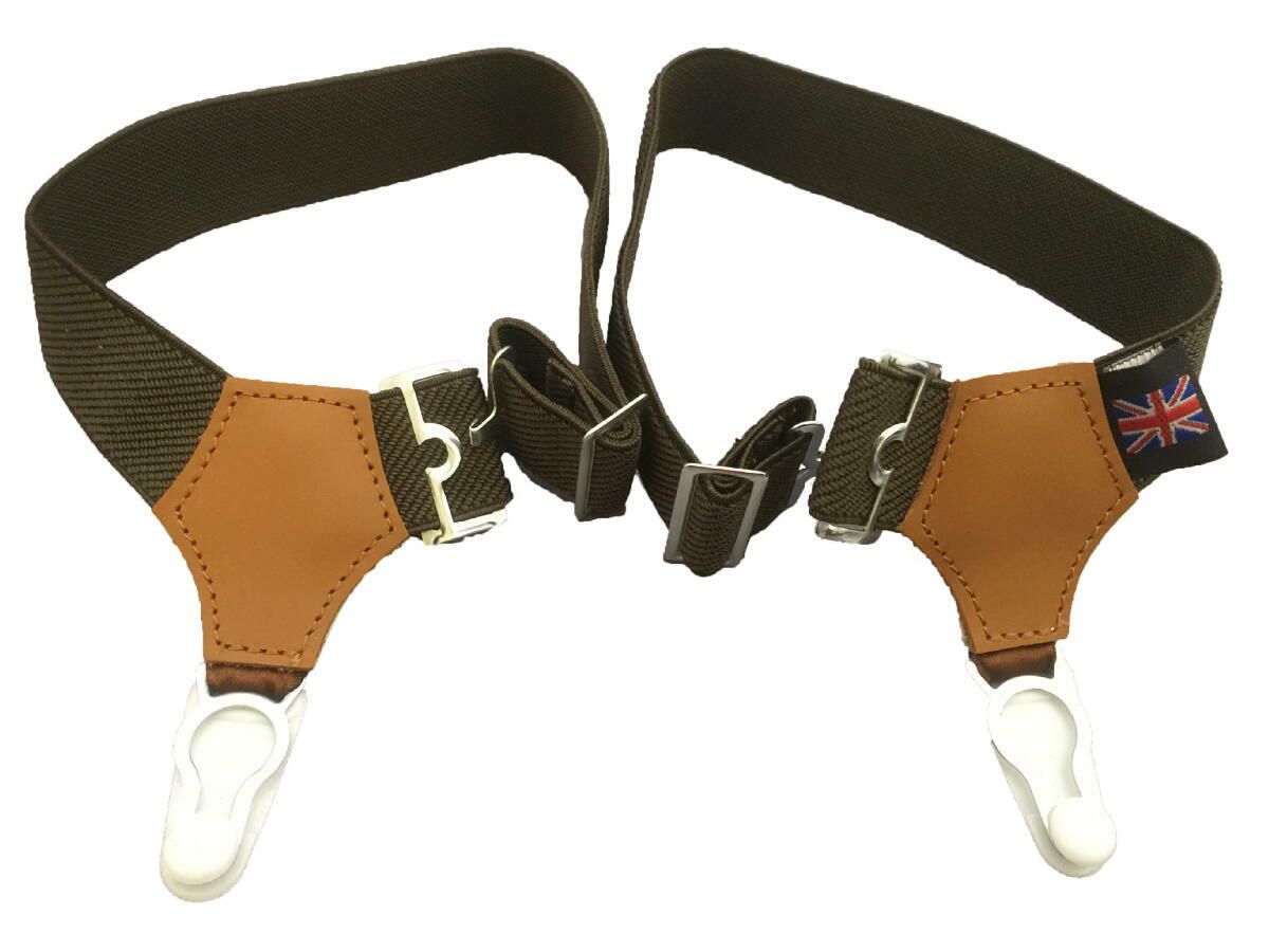 ソックサスペンダー ソックガーター ソックス留め メンズ 紳士 英国製 アルバートサーストン 伸縮素材 殿方用靴下吊 Olive(Green)  TanLeather B104