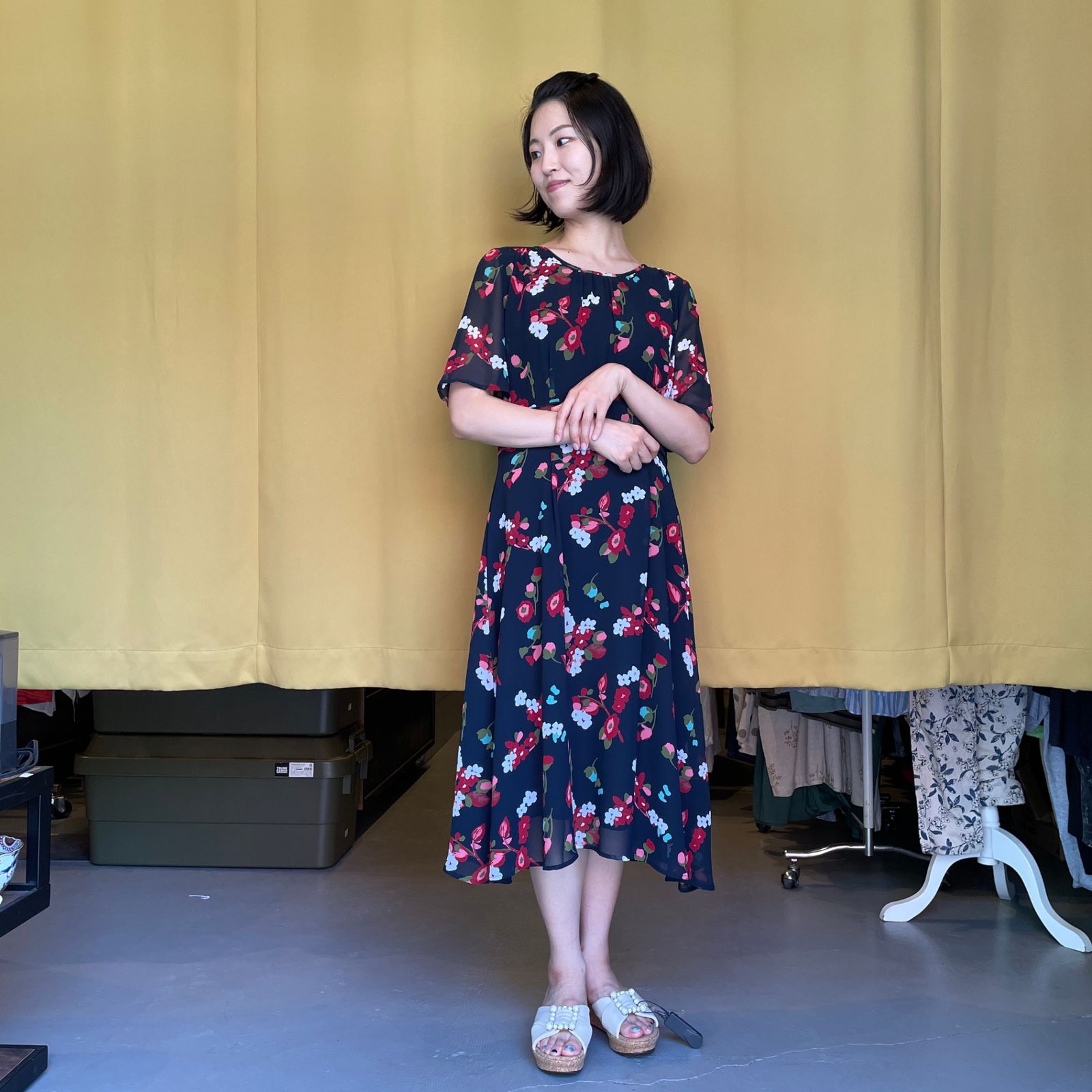 ローラアシュレイ 花柄ワンピースドレス