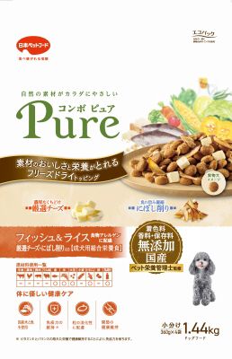 同梱不可 4個セット 日本ペットフード コンボ ピュア ドッグ フィッシュ＆ライス 1.44kg