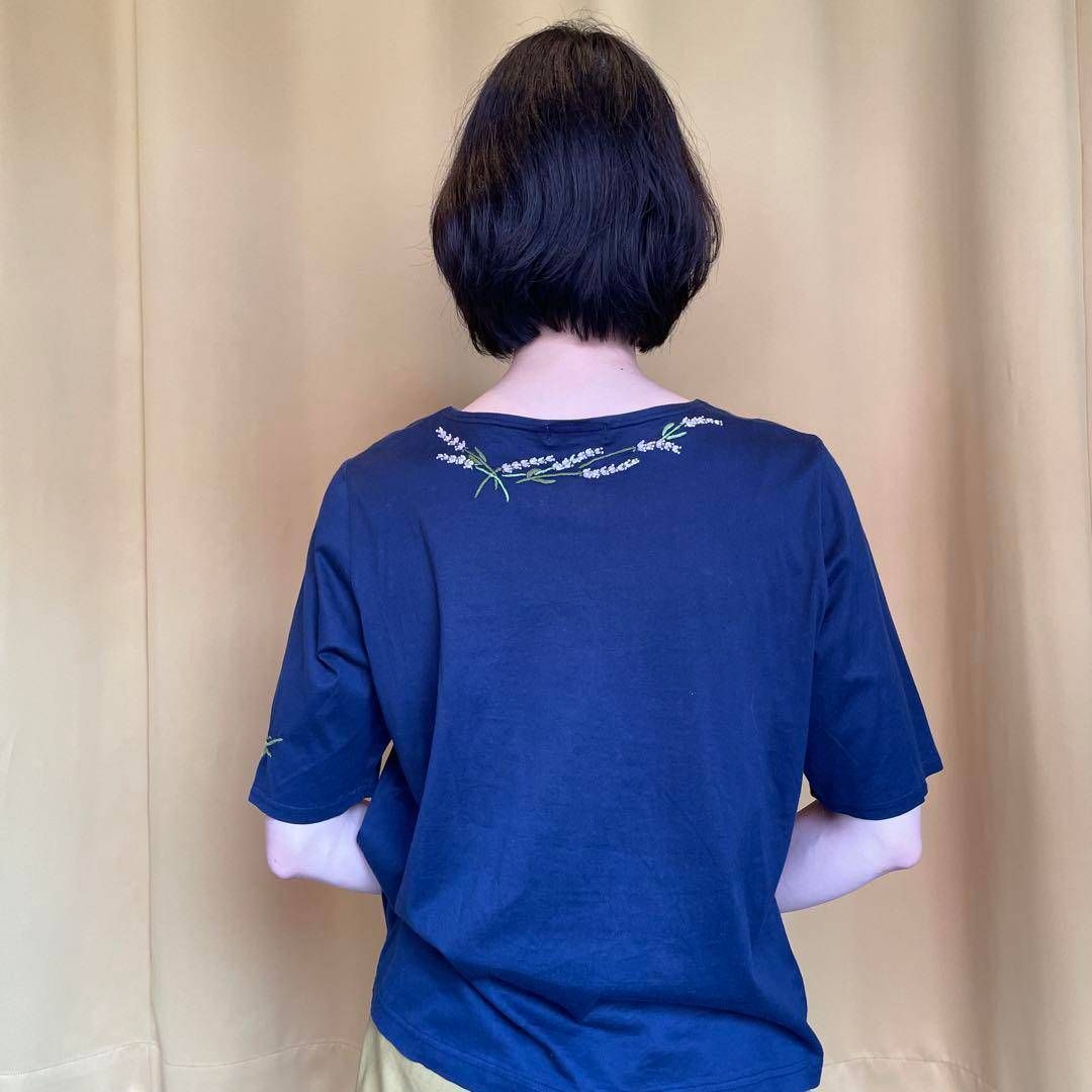 近沢レース chikazawa 花柄 刺繍 総柄 ブラウス Tシャツ 半袖