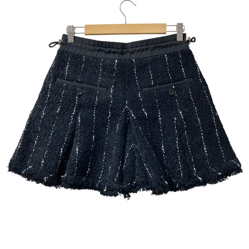 25SS sacai サカイ ツイードショートパンツ 25-07665 サイズ3 ブラック レディース 古着 DECORATOM_COM_BR
