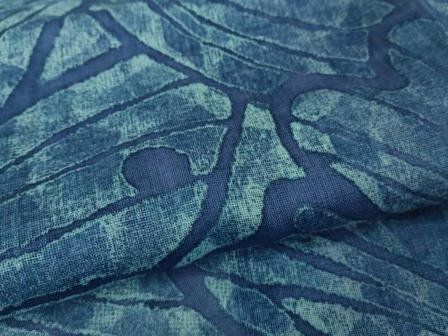 平和屋本店■極上　夏物　本蝋纈染　吉川三郎作　夏お召　丹後本麻　白友織物謹製　証紙付き　逸品　DZAA6899kh5 平和屋本店□極上 夏物 本蝋纈染 吉川三郎作 夏お召 丹後本麻 白友織物