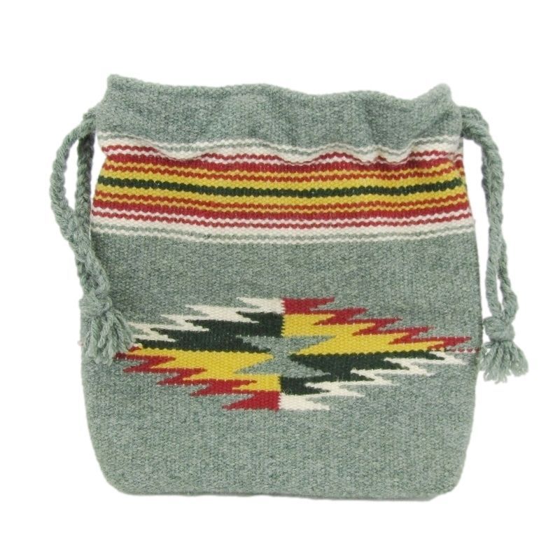 TRUJILLO S トゥルフィリオス ドローストリング バッグ チマヨ ウール 巾着 ラグ柄 チマヨ織り グリーン 24005353