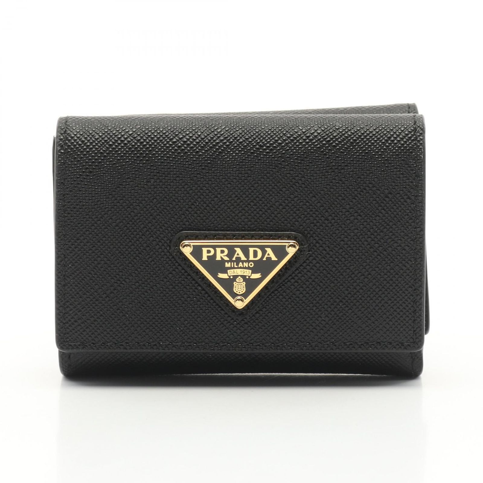 プラダ PRADA 三つ折り財布 SAFFIANO TRIANG 1MH042QHHF0002 ネロ サフィアーノレザー 三つ折り財布 レディース