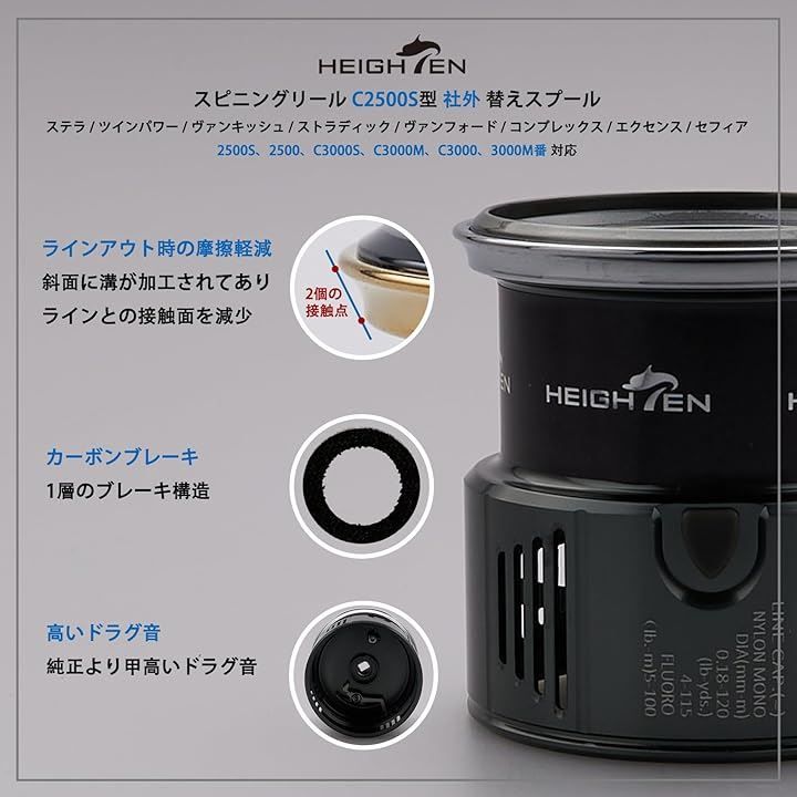 HEIGHTEN リール スプール シマノ Shimano 浅溝 2500S 替えスプール