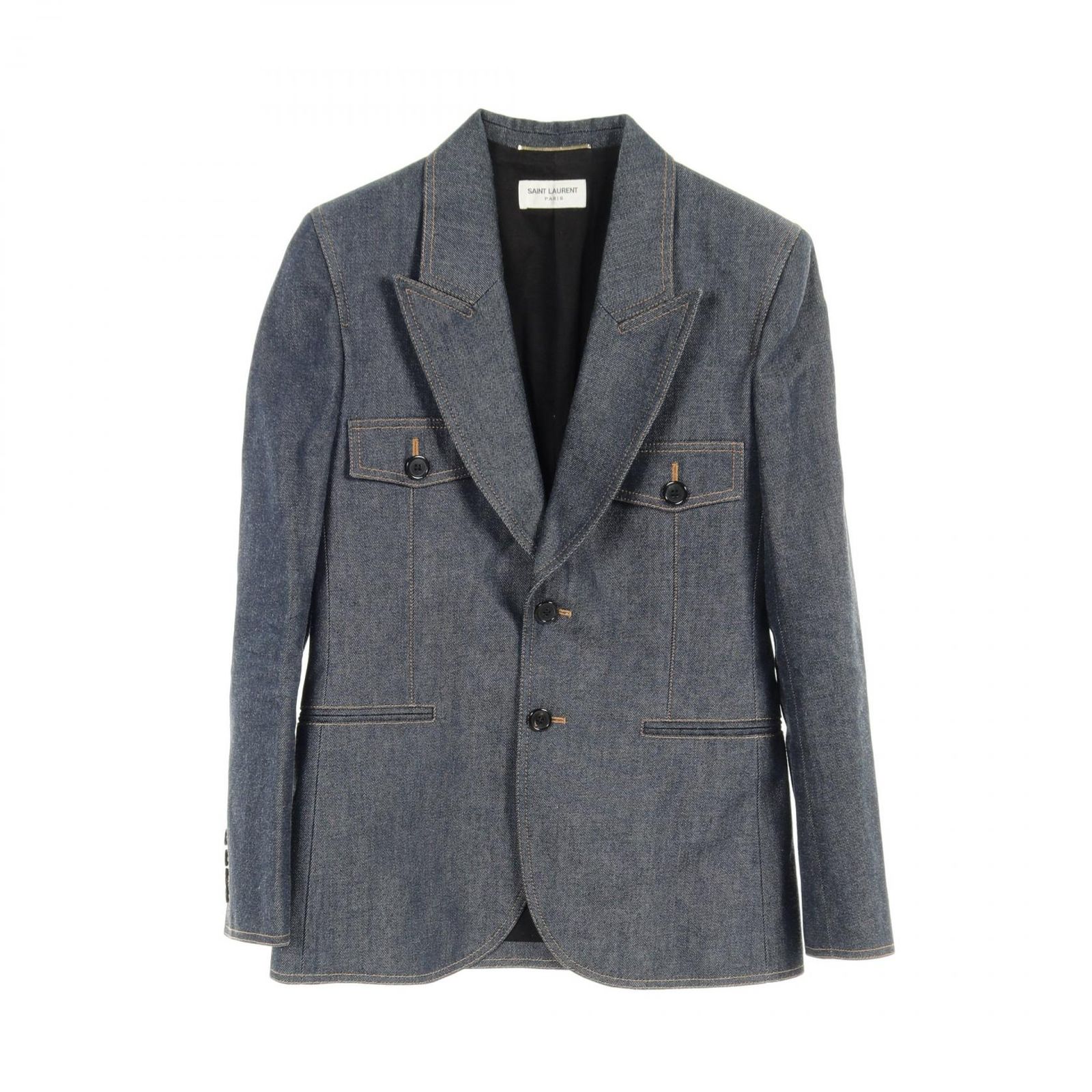 サンローランパリ SAINT LAURENT PARIS テーラードジャケット 685158 その他 ブレザー デニムジャケット コットン インディゴブルー レディース Used C