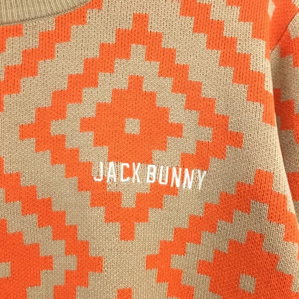 新品 未使用 ジャックバニー ニット セーター 総柄 ウール サイズ5 L 超美品】ジャックバニー セーター ライトブラウン×オレンジ 総柄