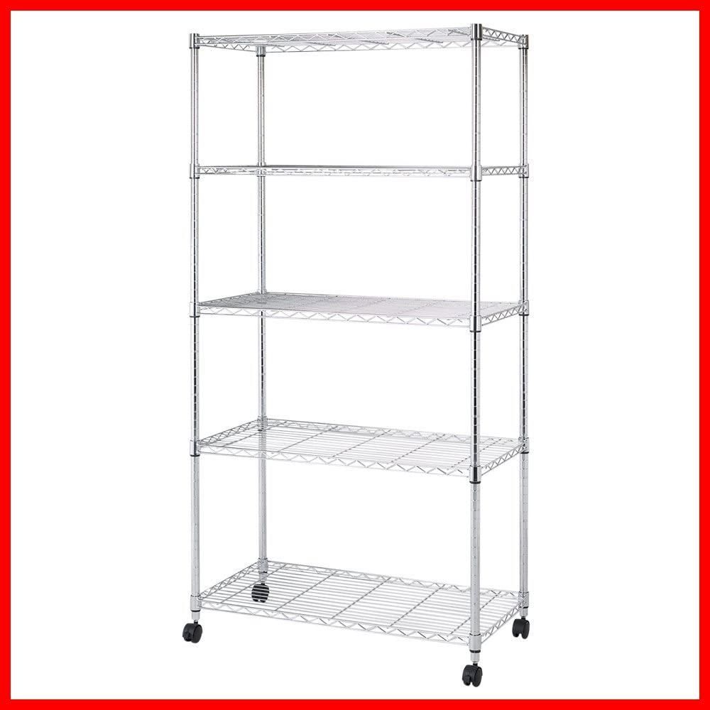 ラスト1点 幅90×奥行46×高さ180cm 収納棚 全体耐荷重400kg スチールラック 頑丈 キャスター付き 5段 防錆加工 幅90 ポール径25mmパーツ対応 メタルルミナスラック 業務用 シェルフ ルミナス互換 キッチン収納 ドウシシャ EL25-9