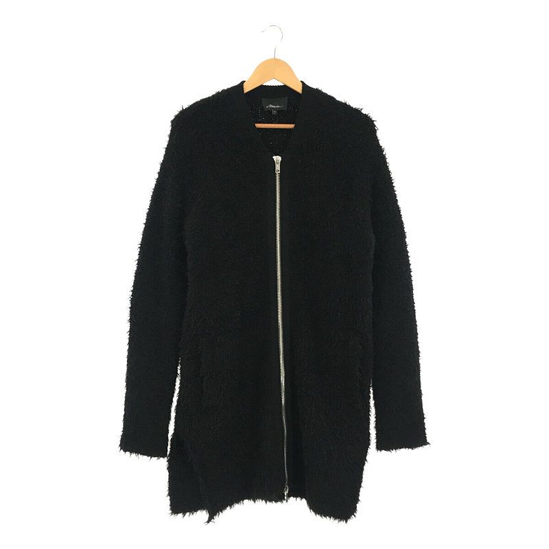 3.1 Phillip Lim /  スリーワンフィリップリム | ウール アルパカ ナイロン ボア シャギー ニット ジャケット コート | XS | ブラック | メンズ