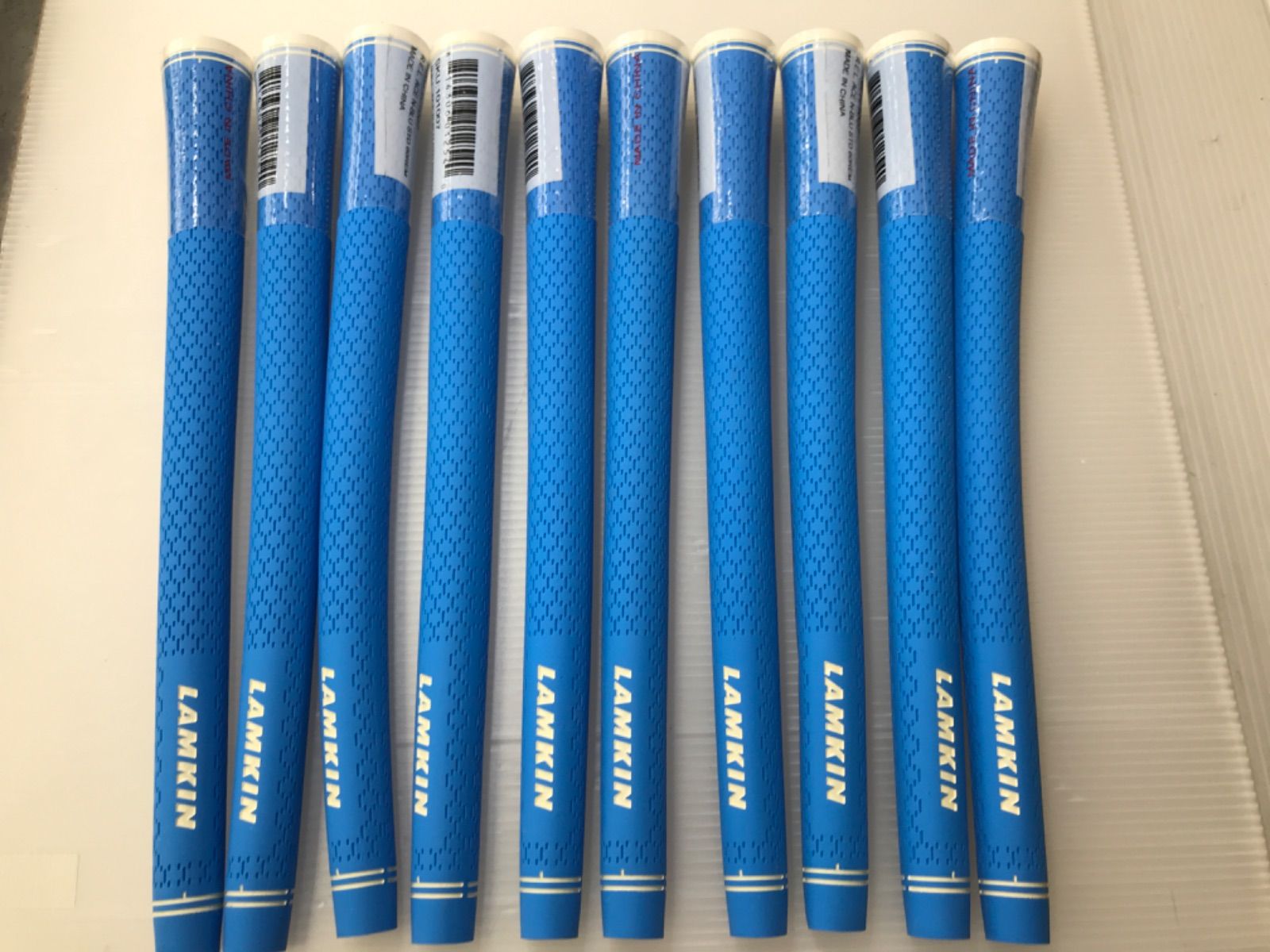 【即納】グリップ10本セット| ウッド＆アイアン用 | 新品| LAMKIN ラムキン R.E.L.ACE バックラインあり N-BL(ネオンブルー)