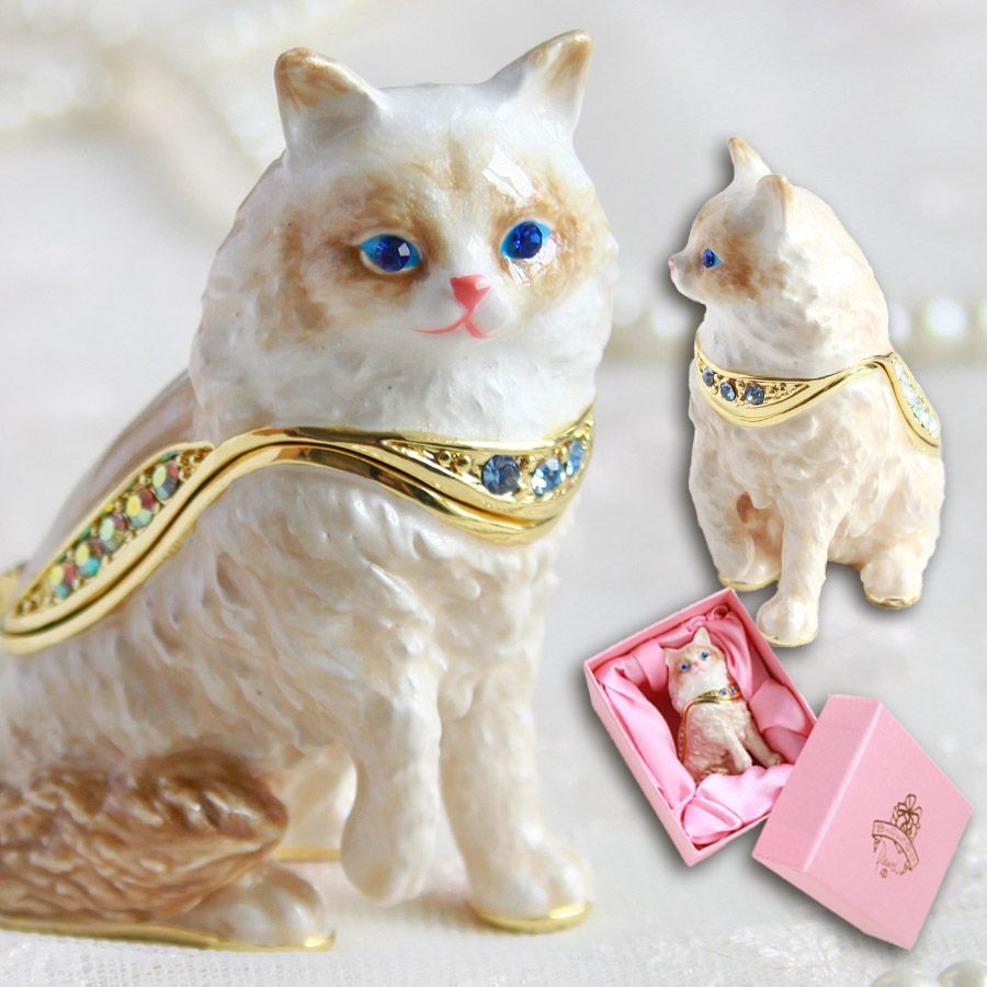 EX596 ラグドール 猫 ネコ ねこ （招き猫） 誕生日プレゼント 女性 クリスマス 置物 キッズ 子供 ジュエリー収納 アクセサリーケース 東京銀座PICALS ピィアース 東京銀座ピカルス mer12