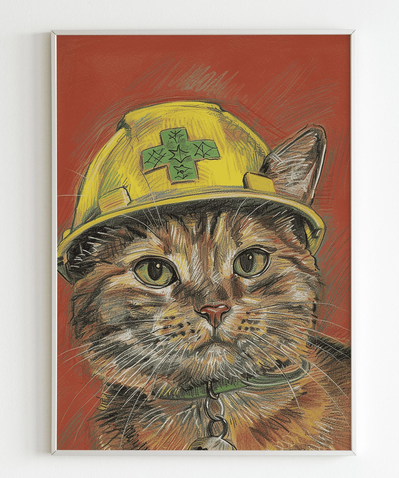 A4ポスター a0448 ポスター アートポスター 絵画 猫 ねこ ヘルメット