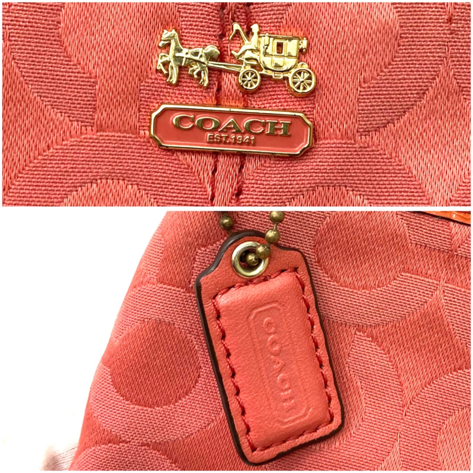 COACH】コーチ オプアート アクセサリーポーチ レッド系