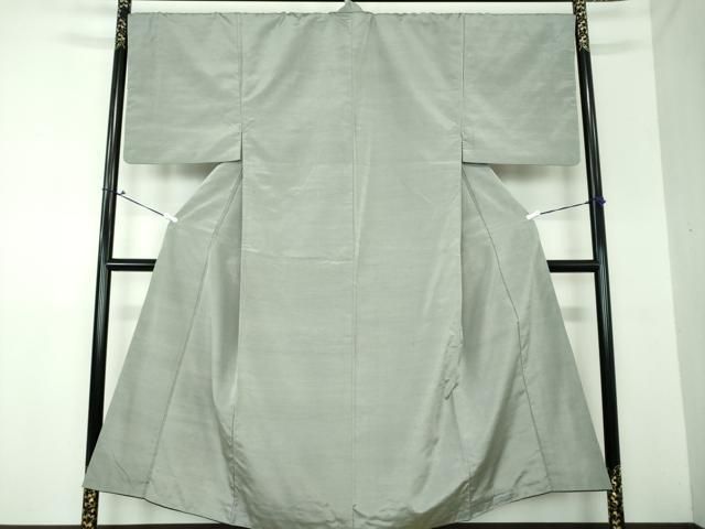 平和屋着物●男性　紬　アンサンブル　長羽織　色無地　灰色　正絹　逸品　DAAS3950ps 平和屋着物○男性 紬 アンサンブル 長羽織 色無地 灰色 正絹 逸品