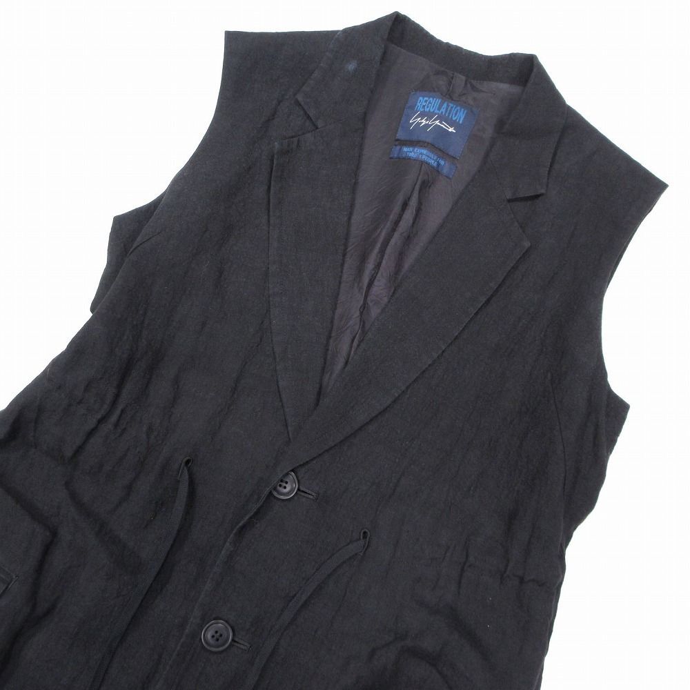 22SS レギュレーション ヨウジヤマモト REGULATION Yohji Yamamoto リネン ロング ジレ ベスト FE-J52-300 1 S ブラック ur1 【中古】 22SS レギュレーション ヨウジヤマモト REGULATION Yohji