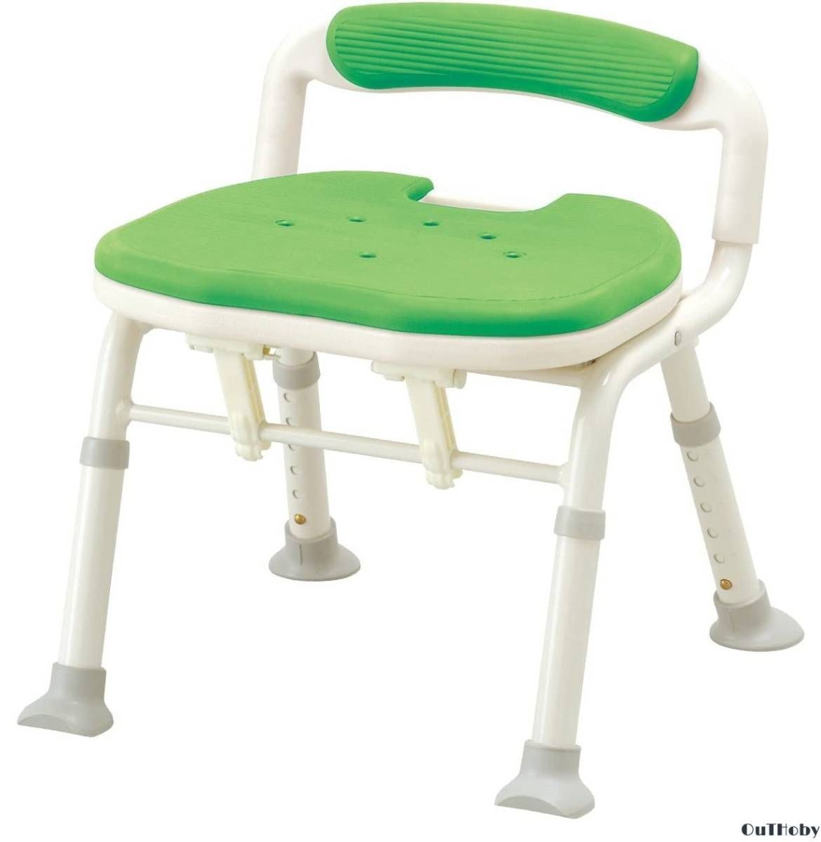 折りたたみ シャワーチェア グリーン 骨盤サポート 介護 椅子 お風呂 バスチェ