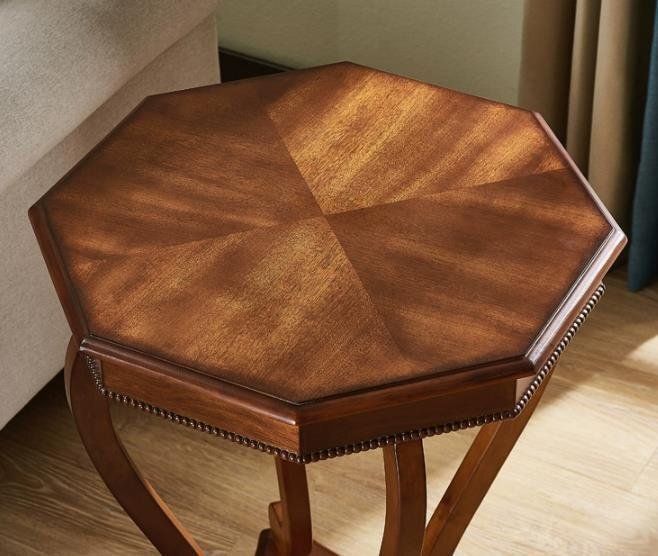 アメリカンスタイルのオールソリッドウッド八角形の電話テーブル 多角形の小さなコーヒーテーブル