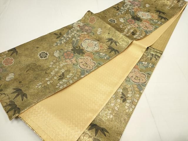 平和屋着物▽佐賀錦 六通柄袋帯 辻が花 金糸 正絹 逸品
