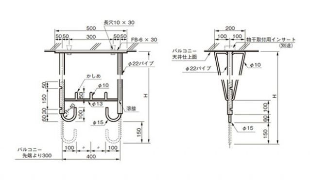 物干し 物干し掛け 屋外 アルミ自在物干金物 1000 幅400×奥行200×高さ850・1000mm アルマイトシルバー 1台単位 耐荷重 100kgf 高さ 二段階調整 集合住宅 戸建住宅 天井付 物干し金物 物干金物 建築金物 マンション アパート ベラ