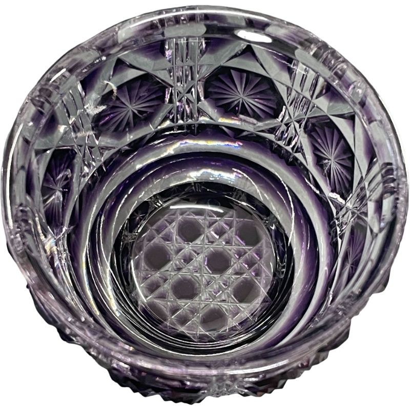 島津 薩摩切子 切子猪口 紫 口径6cm 高さ5cm ガラス工芸品【中古】12507K295 島津 薩摩切子 切子猪口 紫 口径6cm 高さ5cm ガラス工芸品【中古