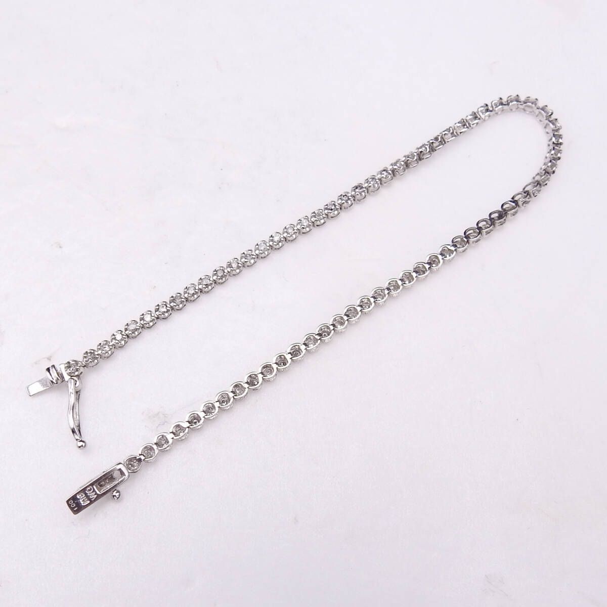K18WG ホワトゴールド ダイヤモンドD1.00ct テニスブレスレット 