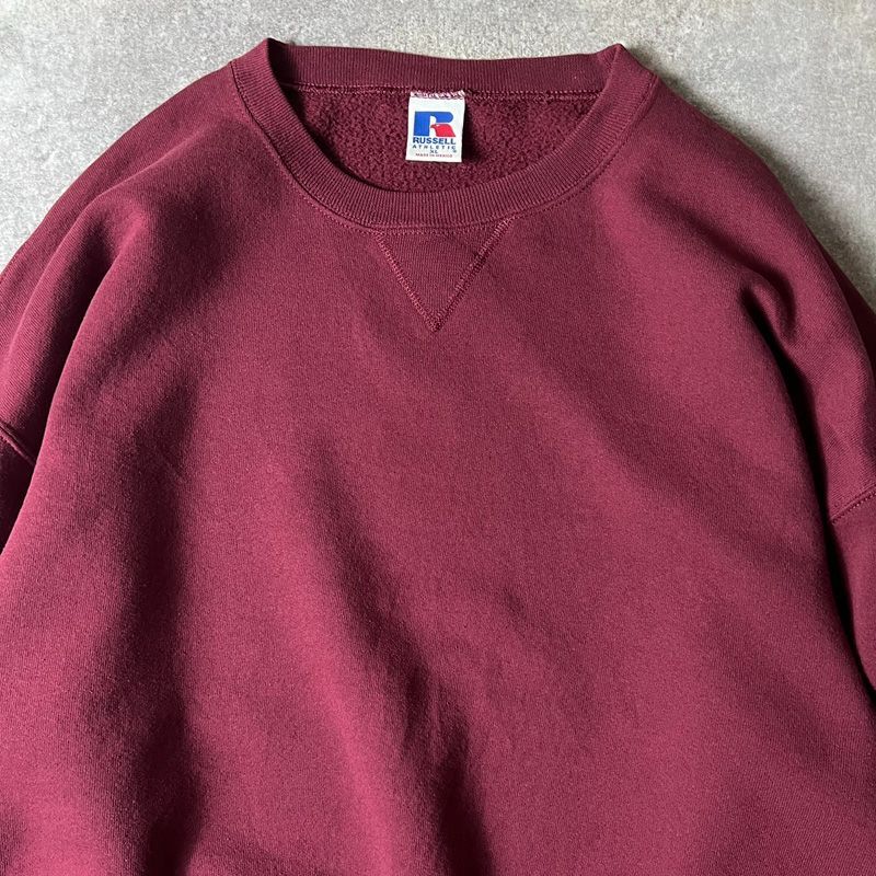 90s RUSSELL 無地 前V スウェット トレーナー XL / 90年代