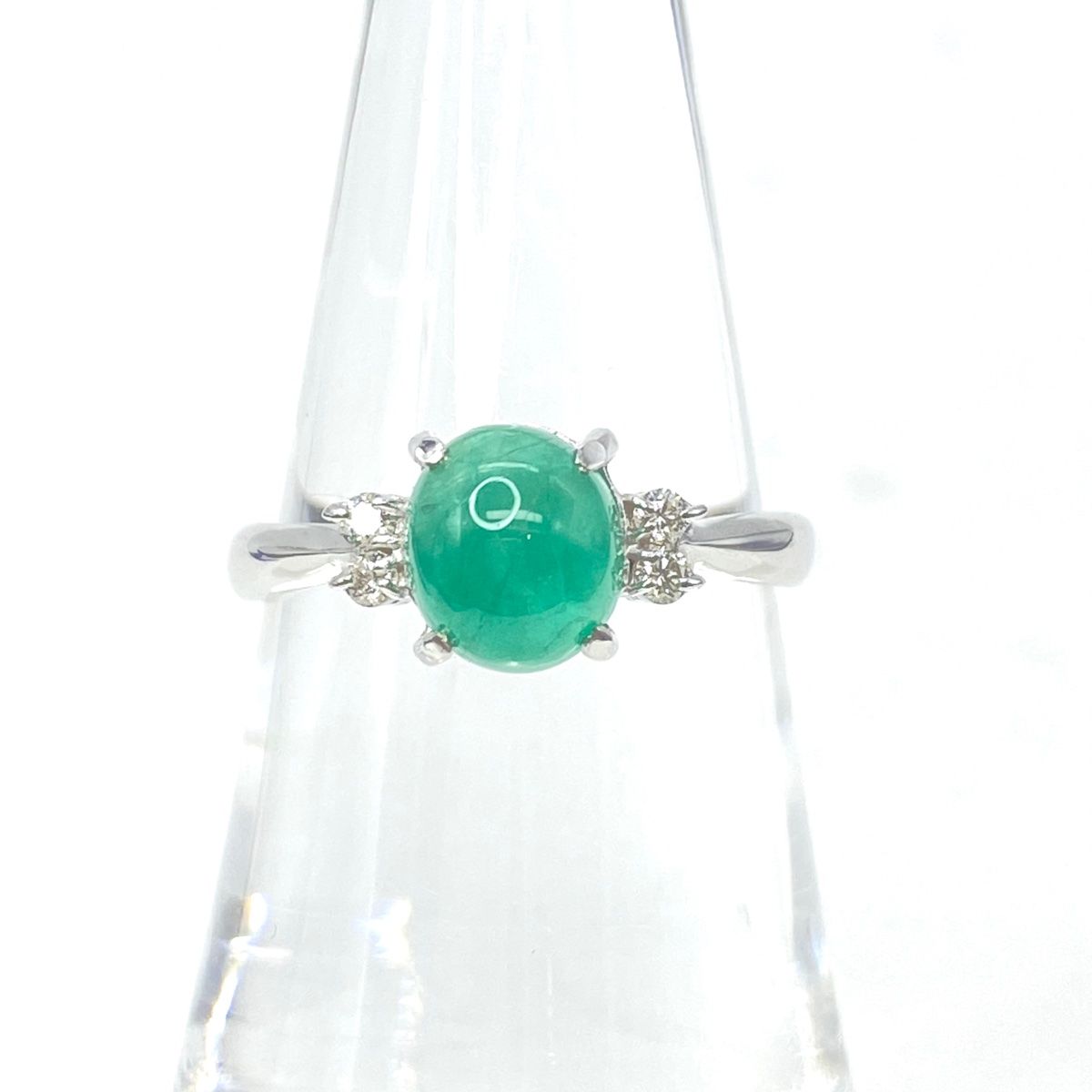 k18 エメラルド メレダイヤ リング11-12号位 K18エメラルドダイヤ