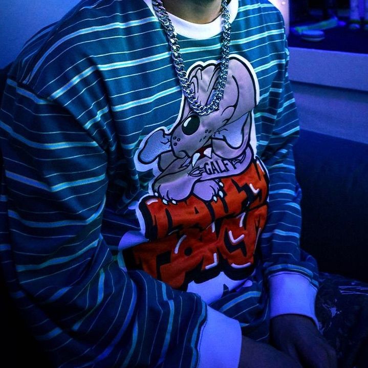 ガルフィー Tシャツ ロンT わんわん落書き ボーダー ロン Tee 長袖 Tシャツ GALFY 131006 紺 緑 ベージュ ネイビー グリーン L XL TGC GALFY（ガルフィー）の「GALFY (ガルフィー）わんわん落書きボーダー