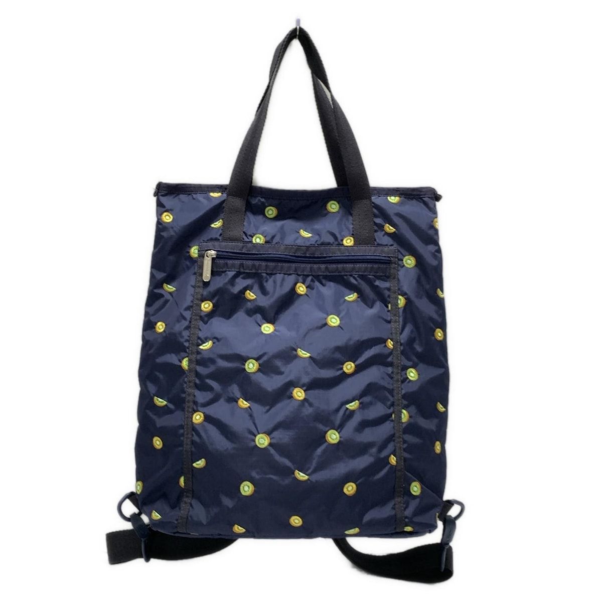 LESPORTSAC レスポートサック ハンドバッグ - ネイビー×ライトグリーン×ライトブラウン 2way|キウイ