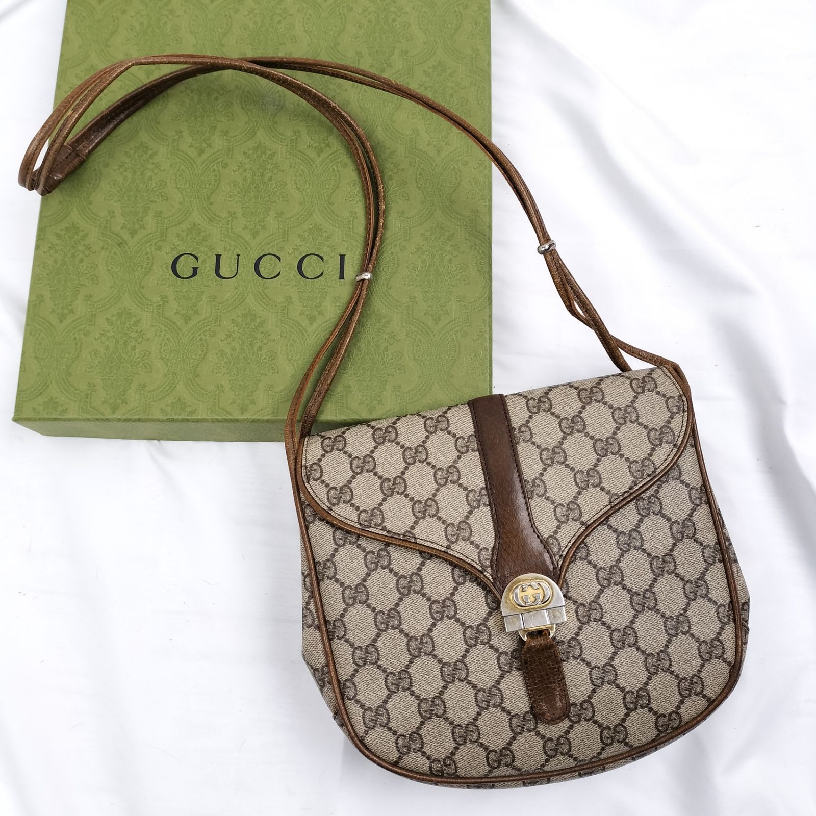 GUCCI オールド GGスプリーム ターンロック ショルダー バッグ