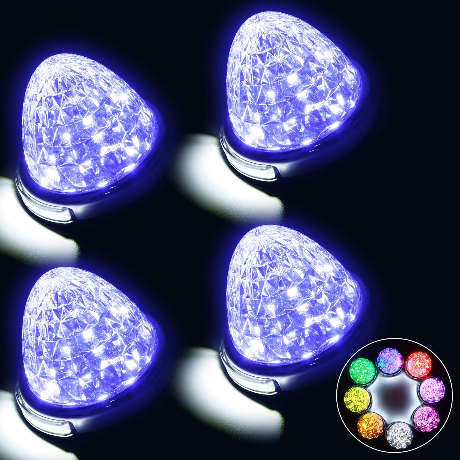 Color ピンクパープル_Size 4個セット REPTICO LEDサイドマーカーランプ 24V トラック用 路肩灯 ピンクパープル クリアレンズ 8面クリスタルカット 新型マーカー ダウンライト 高輝度 色選択可 16連LED無 性 取付簡単 耐高温PC