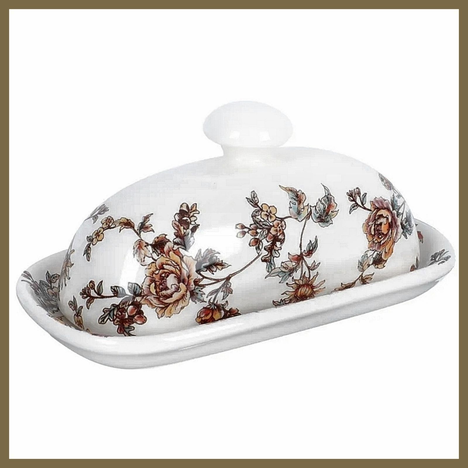 バターディッシュ セラミッククリームボックス フラワー アイボリー