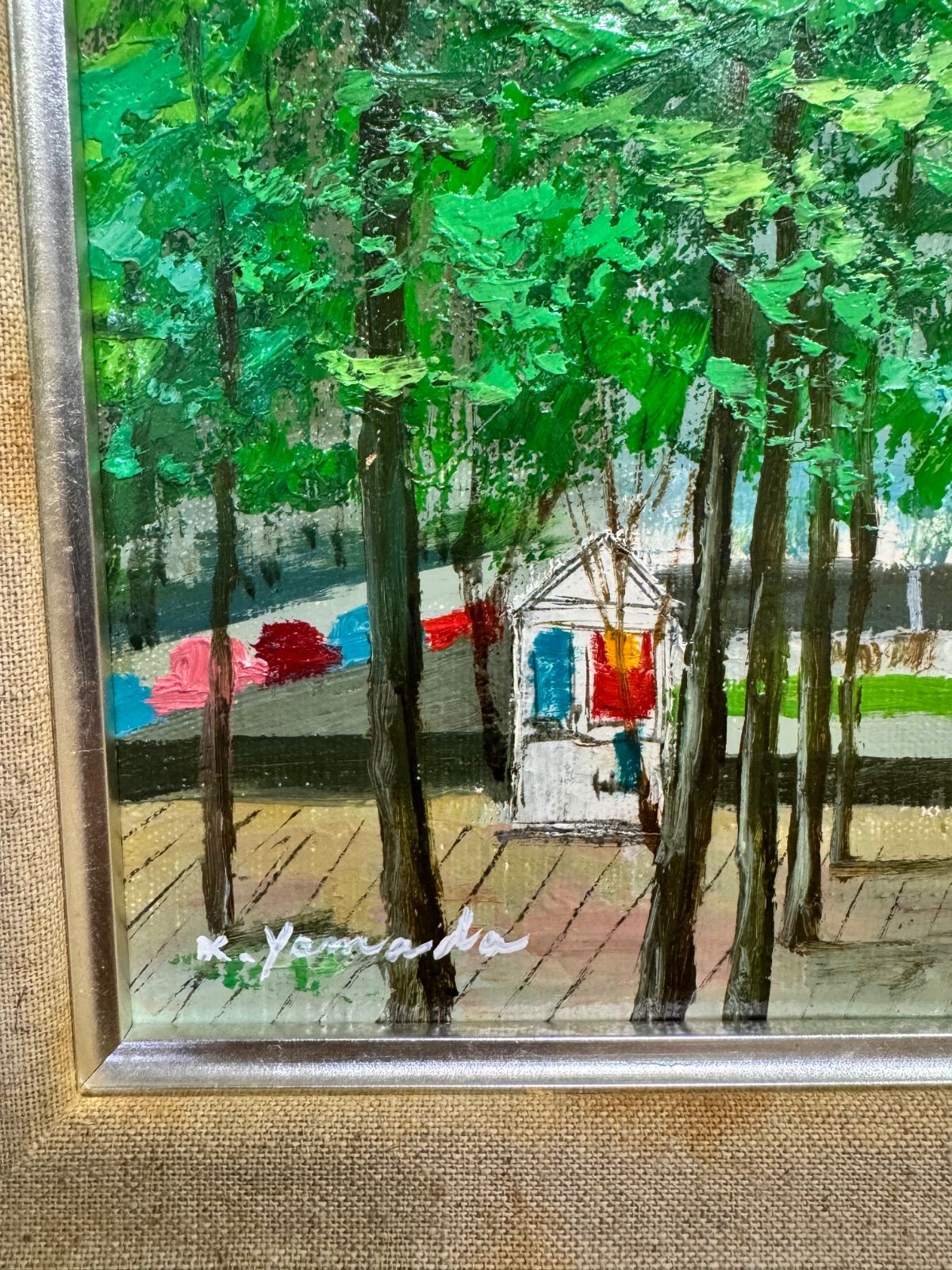 真作 山田一夫 油絵 アムステルダム 直筆サイン入り 真作本物