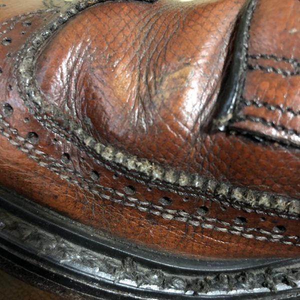80s?USA製 Vintage★STAFFORD スタフォード【8.5 B　25.0-25.5-26.0　茶】ロングウイングチップ本革/ビジネスシューズ管NO.ZA-14 80s?USA製 Vintage☆STAFFORD スタフォード【8.5 B 25.0-25.5-26.0 茶