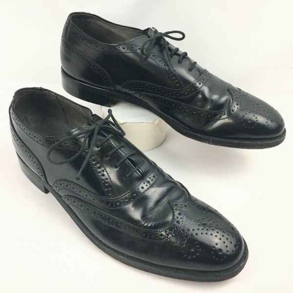 90年代以前?Vintage 　JARMAN/ジャーマン　フルブローグ/ウイングチップ　ビジネスシューズ〈黒/BLACK/ブラック〉size9.5　27.0-27.5程度/メンズ//men's 菅NO.WZH-20 90年代以前?Vintage JARMAN/ジャーマン フルブローグ/ウイングチップ