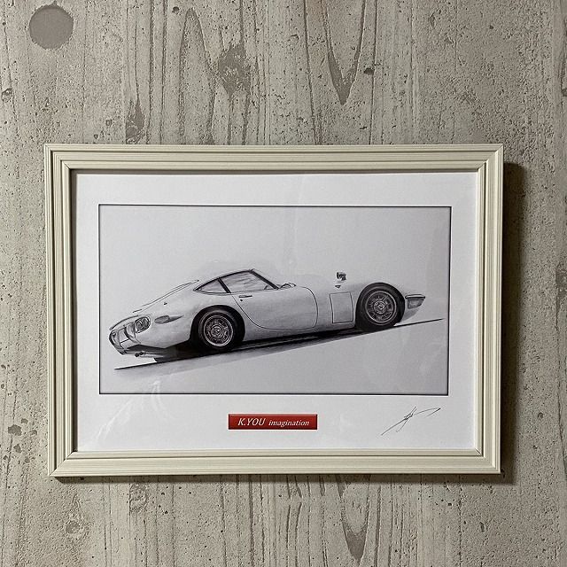 水墨鉛筆画トヨタ2000GT TOYOTA トヨタ2000GT前期フロント【鉛筆画】名車 旧車 イラスト