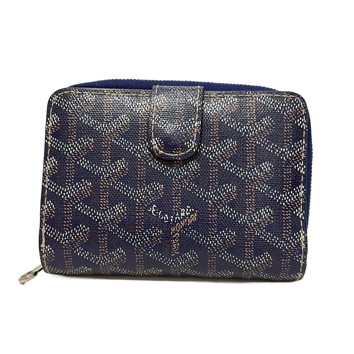 GOYARD 2つ折りウォレット ネイビー レザー ゴヤール GOYARD(ゴヤール) 2つ折り財布 - ネイビー×ブラウン×白 - メルカリ