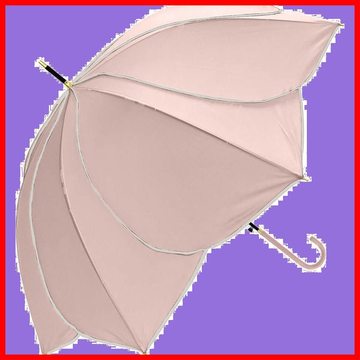 中谷 Natural Basic 長傘 花びら傘 フレラ ピンクベージュ 無地 712-040 ジャンプ式 親骨グラスファイバー 60cm