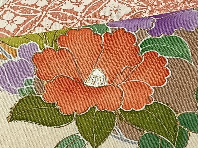 美品 豪華 古典模様 鶴 菊 松 竹 金彩 金駒刺繍 袷 正絹 振袖 着物 平和屋着物□豪華振袖 駒刺繍 鳳凰花文 金彩 正絹 逸品
