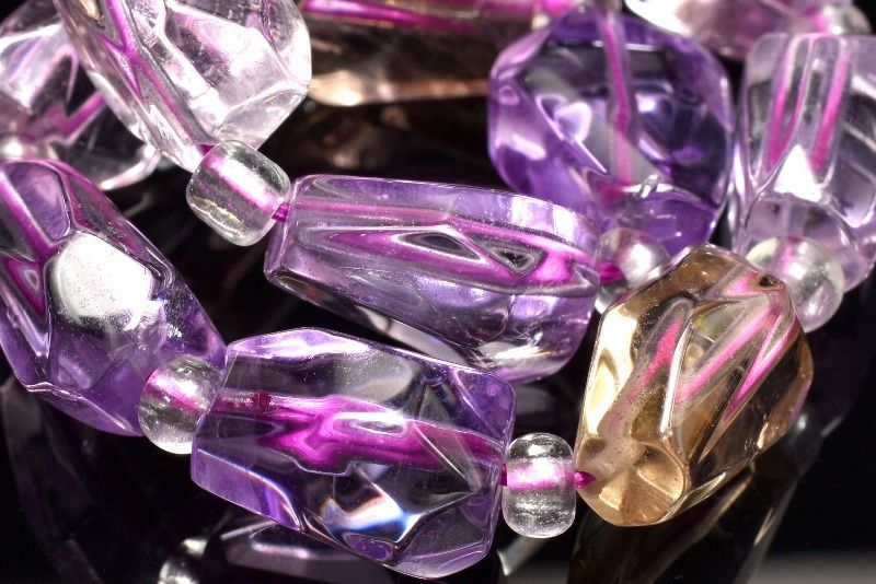 1点物】透明◇バイカラー アメトリン 12.5-15x7-11(丸玉4)mm