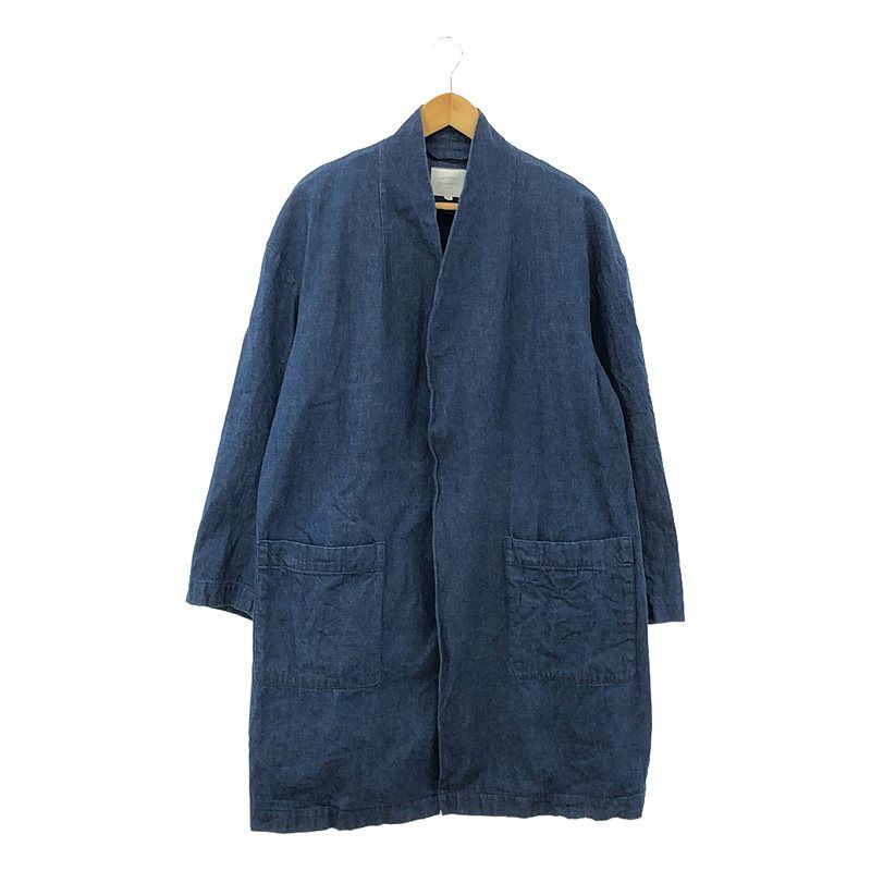 VICTIM / ヴィクティム | NO COLLAR DENIM COAT ノーカラー デニムコート | L | インディゴ | メンズ