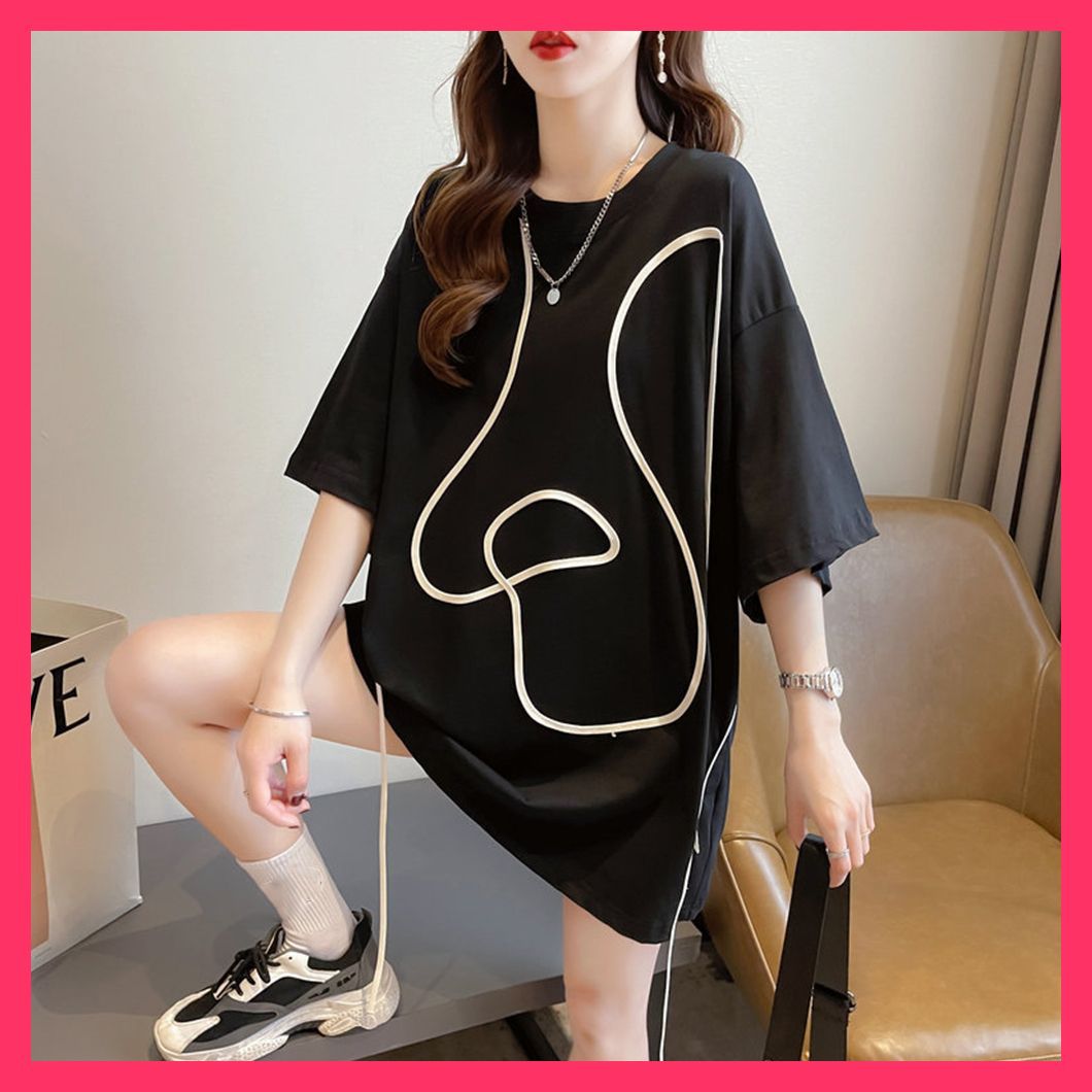 ロゴ チュニック 夏ロングTシャツ 半袖 miniministore ロゴ チュニック 夏ロングTシャツ 半袖