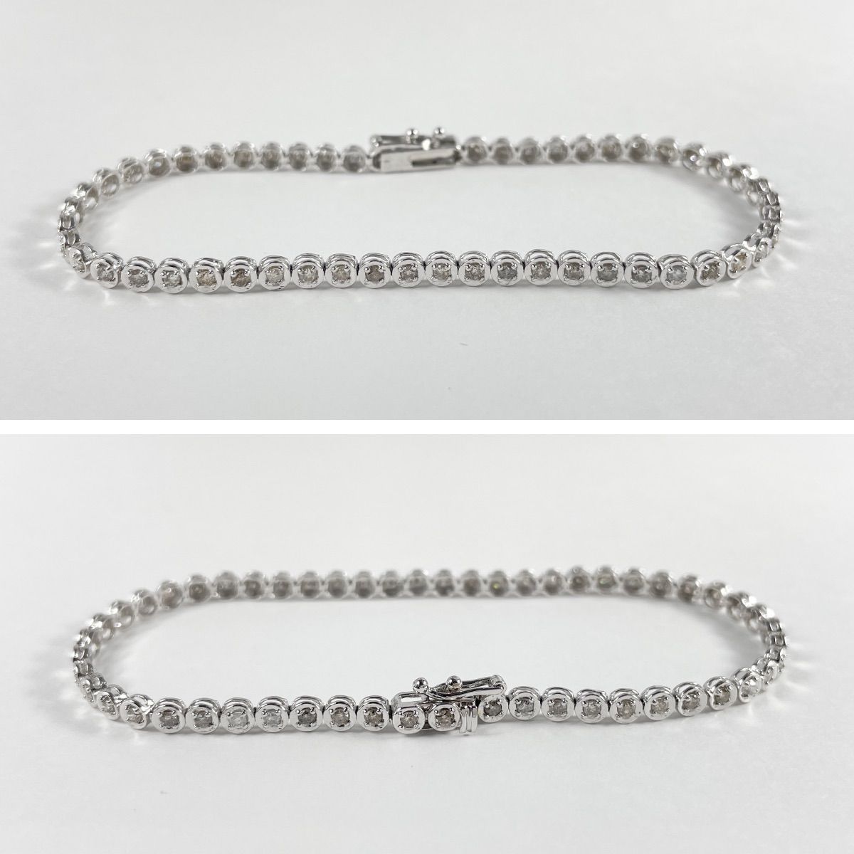 K18WG 天然ダイヤモンド 1.00ct テニスブレスレット