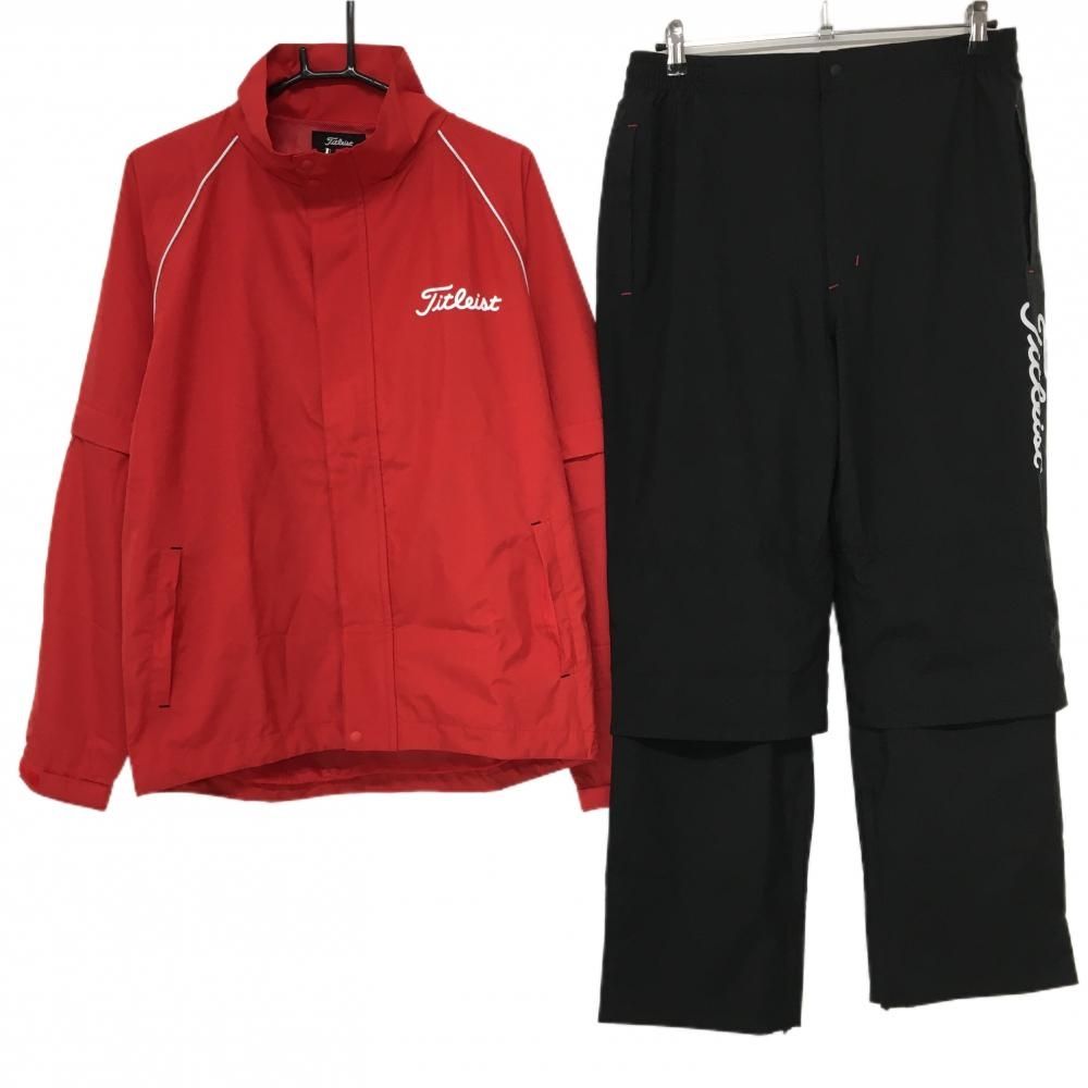 タイトリスト レインウェア 2WAYジャケット×パンツ レッド×黒 裏地メッシュ 袖着脱可 メンズ LL ゴルフウェア TITLEIST