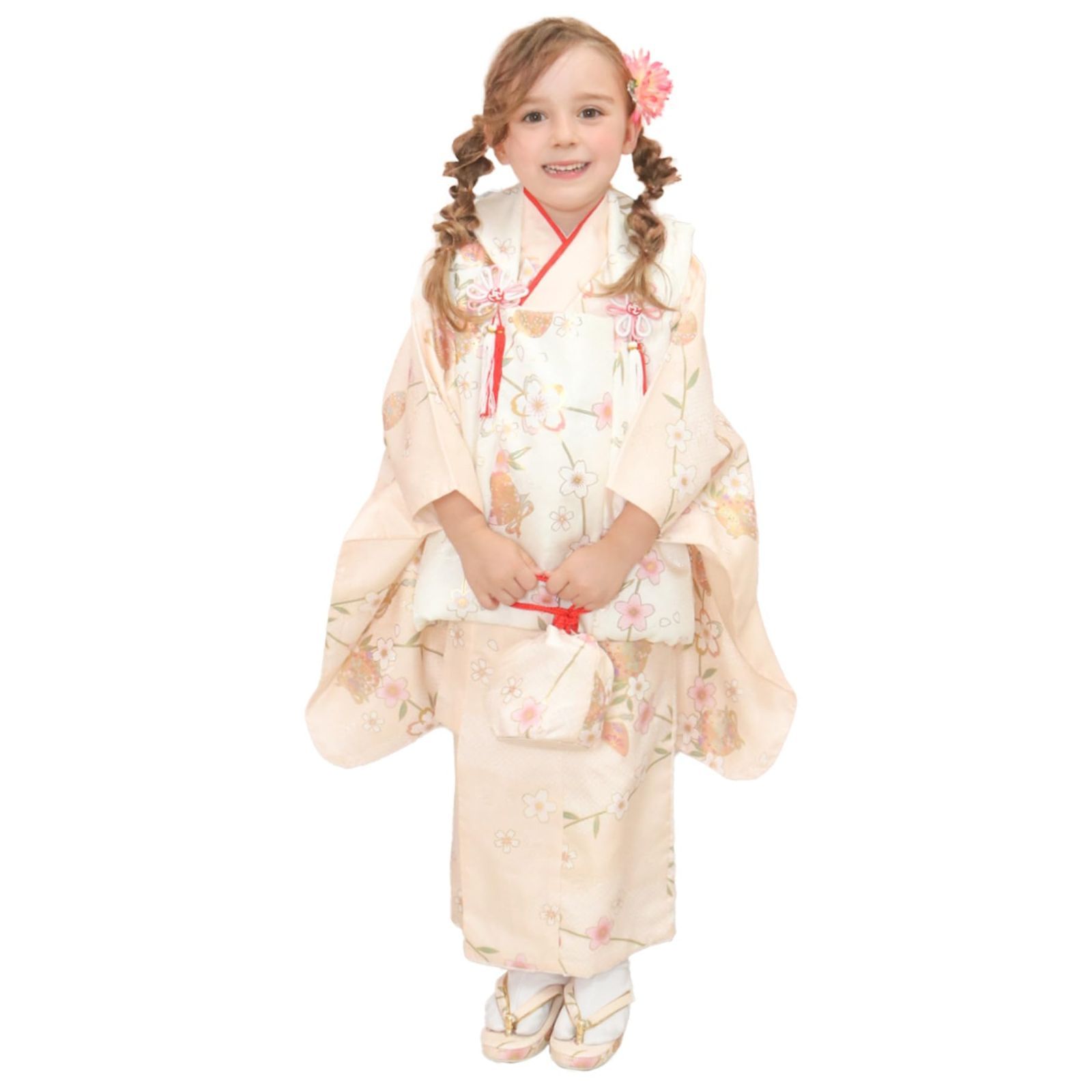 KYOETSU キョウエツ 七五三 3歳 着物 セット 女の子 くすみ 3.淡橙の秋桜