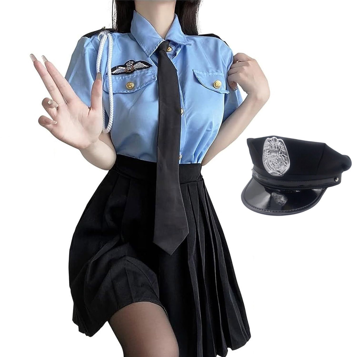 YZYVIOW] ポリス レディース ハロウィン コスプレ セクシー可愛い 警察 婦警 警察官 ミニスカポリス 制服 コスチューム 大きいサイズ  ワンピース イベント 仮装 パーティー 文化祭 - メルカリ