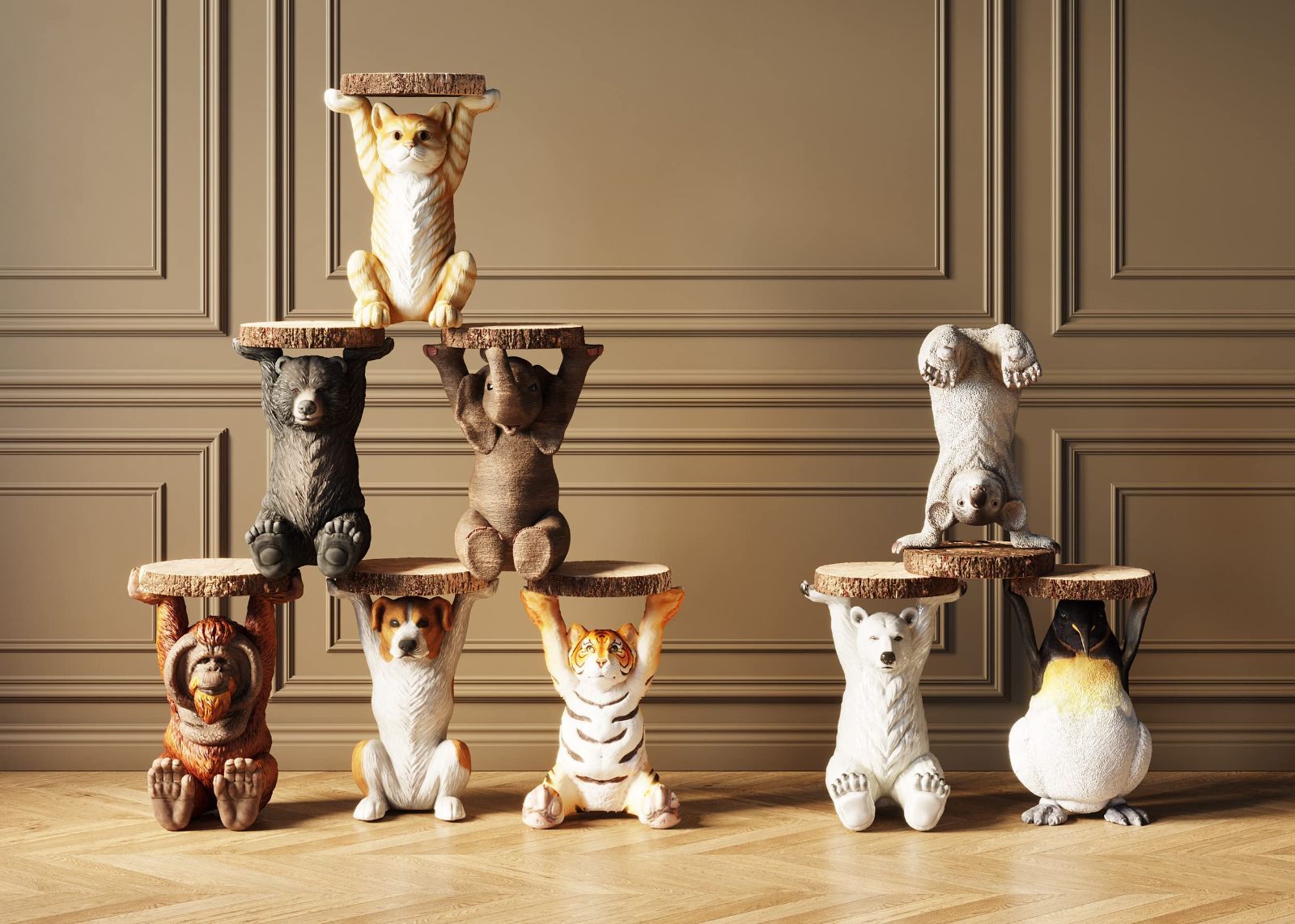 美品】アニマル サイドテーブル カレ KARE kare ヒョウ トラ