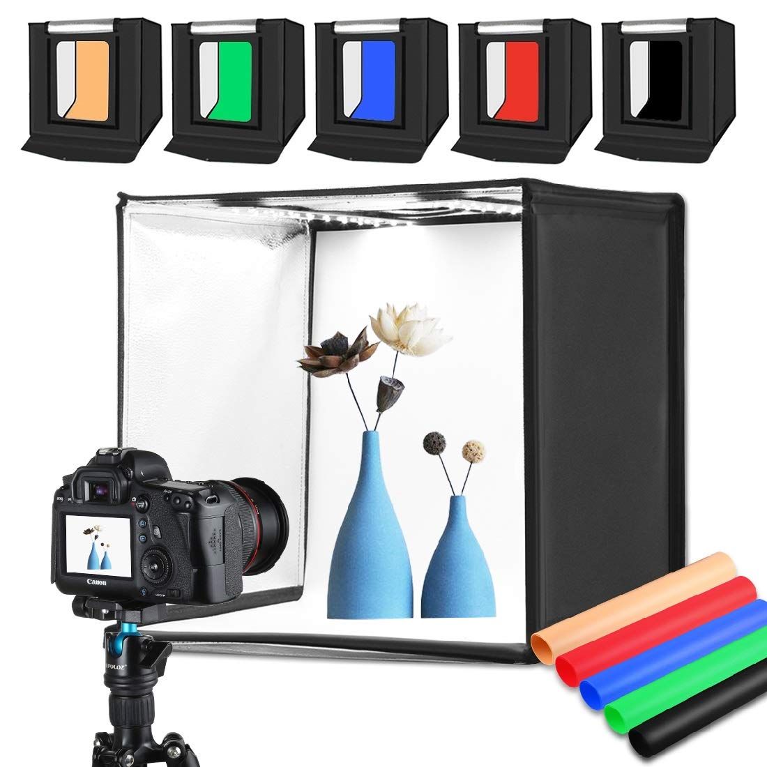 SAMTIAN 撮影ボックス60cm LEDライト折りたたみ撮影ブース撮影